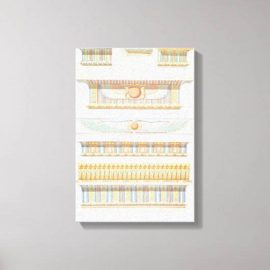 ヴィンテージエジプトの建築のカラーラインアート キャンバスプリント (正面)