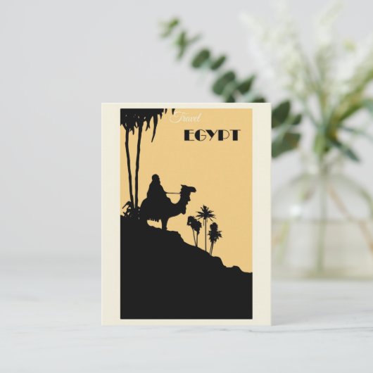 ヴィンテージエジプトカメルデザートトラベル ポストカード (スタンド正面)