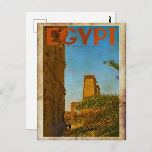 ヴィンテージエジプト寺院旅行はがき ポストカード (正面/裏面)