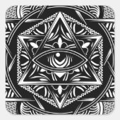 ヴィンテージエジプト旅行古代の目マンダラブラック スクエアシール (正面)
