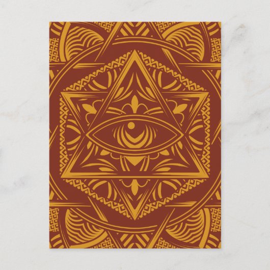 ヴィンテージエジプト旅行古代の眼曼荼羅 案内ポストカード (正面)