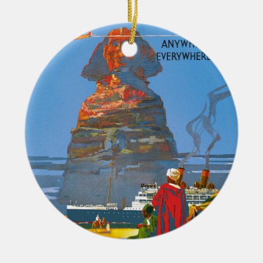 ヴィンテージエジプト航空旅行広告 セラミックオーナメント (正面)