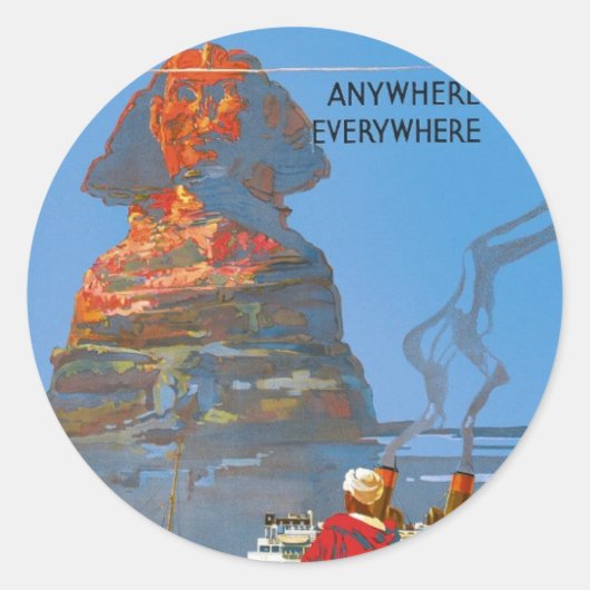 ヴィンテージエジプト航空旅行広告 ラウンドシール (正面)