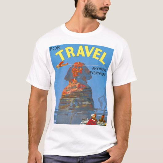ヴィンテージエジプト航空旅行広告 Tシャツ (正面)