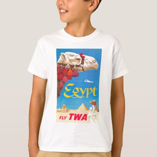 ヴィンテージエジプト航空旅行広告 Tシャツ (正面)