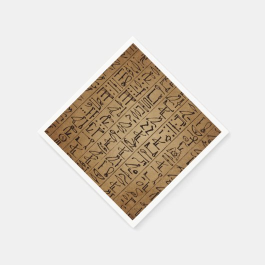 ヴィンテージエジプト象形文字紙プリント スタンダードカクテルナプキン (角)