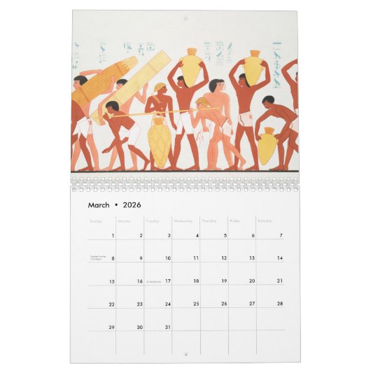 ヴィンテージエジプトavonエジプト北アフリカ暦 カレンダー (3月 2026)