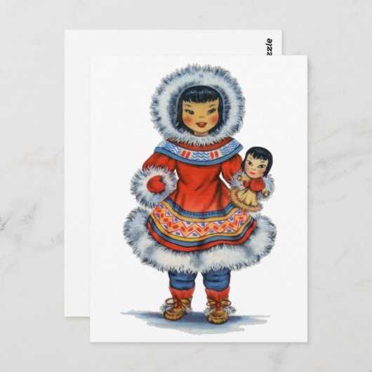 ヴィンテージエスキモー伝統的ドレス ポストカード (正面/裏面)