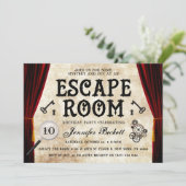 ヴィンテージエスケープルームパーティー任意の年齢誕生日 招待状 (スタンド正面)