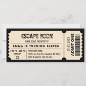 ヴィンテージエスケープルームミステリー誕生日チケットパーティー 招待状 (正面)
