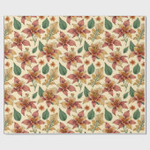 ヴィンテージエステクラシックティックのオレンジのユリ花 ラッピングペーパー (フラット)