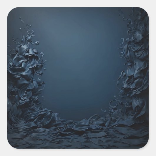 ヴィンテージエステティックダークブルー背景デザイン スクエアシール (正面)