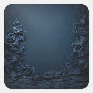 ヴィンテージエステティックダークブルー背景デザイン スクエアシール