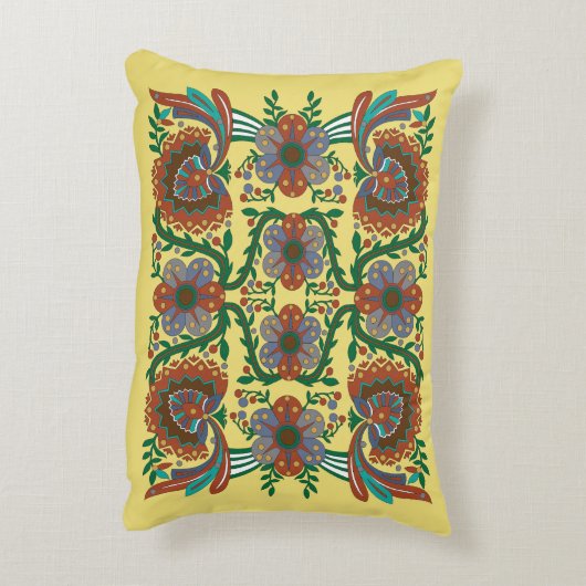 ヴィンテージエストニアフローラフォークアートパターン アクセントクッション