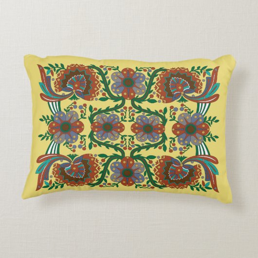 ヴィンテージエストニアフローラフォークアートパターン アクセントクッション (裏面)