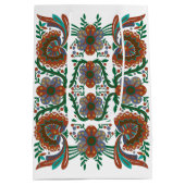 ヴィンテージエストニアフローラフォークアートパターン ミディアムペーパーバッグ (裏面)