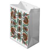 ヴィンテージエストニアフローラフォークアートパターン ミディアムペーパーバッグ (裏面アングル)