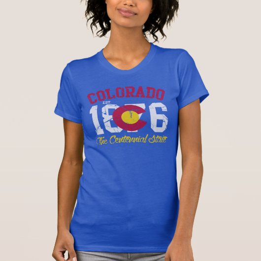 ヴィンテージエスト1876コロラド州旗 Tシャツ (正面)