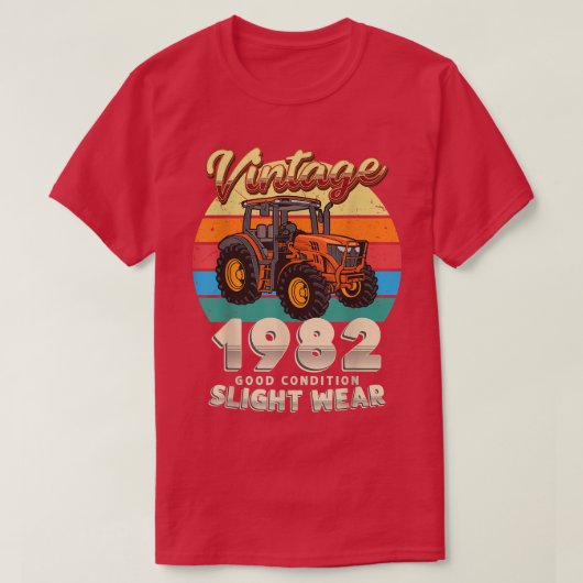 ヴィンテージエスト1982農家トラクター40th誕生日40 Y Tシャツ (デザイン正面)
