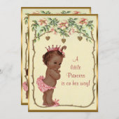 ヴィンテージエスニックプリンセスバラ&ハートベビーシャワー 招待状 (正面/裏面)