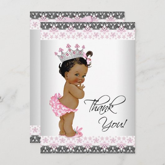 ヴィンテージエスニックプリンセスベビーシャワーありがとう サンキューカード (正面/裏面)
