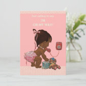 ヴィンテージエスニックベビーオンフォンベイビーシャワーシェブロン 招待状 (スタンド正面)