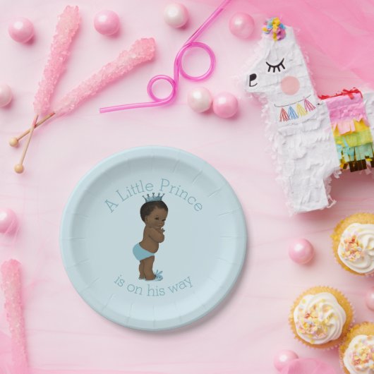 ヴィンテージエスニックリトルプリンスベビーシャワーブルー ペーパープレート (パーティー)