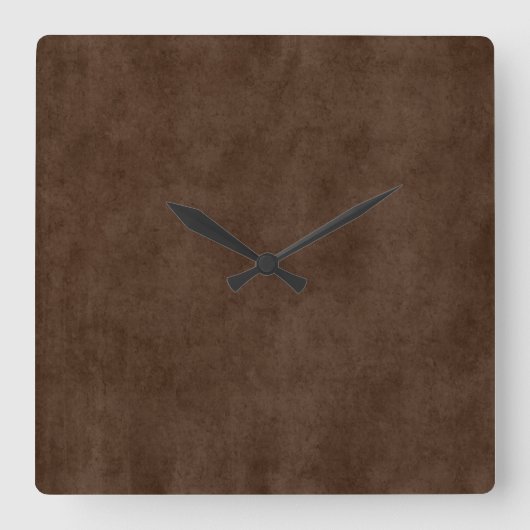 ヴィンテージエスプレッソダークブラウンパーチメントアンティーク スクエア壁時計 (正面)