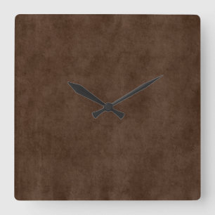 ヴィンテージエスプレッソダークブラウンパーチメントアンティーク スクエア壁時計