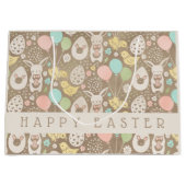 ヴィンテージエッグズバニーチックイースターパーソナライズされた ラージペーパーバッグ (正面)