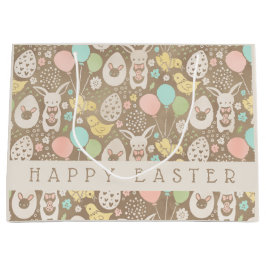 ヴィンテージエッグズバニーチックイースターパーソナライズされた ラージペーパーバッグ