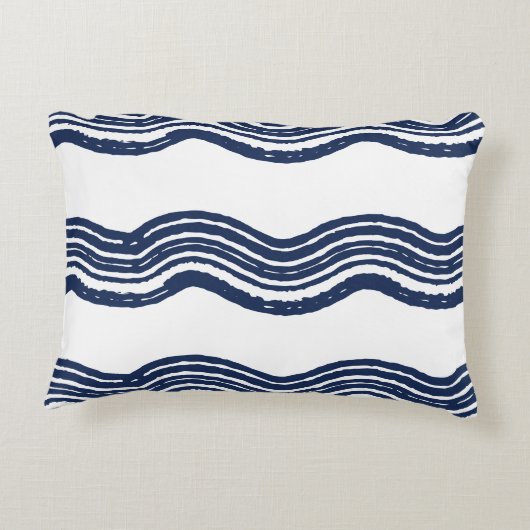 ヴィンテージエッチングスタイル魚、波海座標 アクセントクッション (裏面)