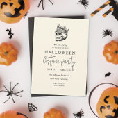 ヴィンテージエッチング骨格キングハローウィンパーティ 招待状