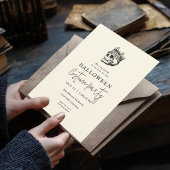 ヴィンテージエッチング骨格キングハローウィンパーティ 招待状