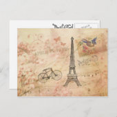 ヴィンテージエッフェルタワーアート ポストカード (正面/裏面)