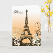 ヴィンテージエッフェルタワーオブパリグリーティングカード カード (黄色い花)