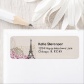 ヴィンテージエッフェルタワーコラージュとピンクのWiLdflowers ラベル (インサイチュ)