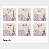 ヴィンテージエッフェルタワーコラージュWildflowers Thank You スクエアシール (シート)