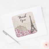 ヴィンテージエッフェルタワーコラージュWildflowers Thank You スクエアシール (封筒)
