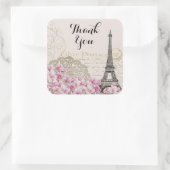 ヴィンテージエッフェルタワーコラージュWildflowers Thank You スクエアシール (バッグ)