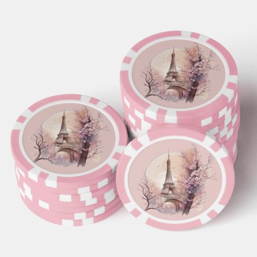 ヴィンテージエッフェルタワートランプのポーカーチップ ポーカーチップ (積み重ね)