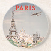 ヴィンテージエッフェルタワーパリエアトラベルリトグラフ コースター (正面)