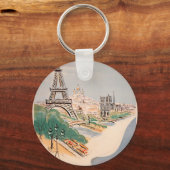 ヴィンテージエッフェルタワーパリエアトラベル広告ズ キーホルダー (正面)