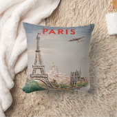 ヴィンテージエッフェルタワーパリエアトラベル広告ズ クッション (ブランケット)