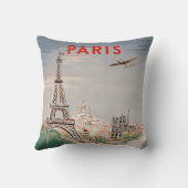 ヴィンテージエッフェルタワーパリエアトラベル広告ズ クッション (裏面)