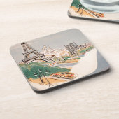 ヴィンテージエッフェルタワーパリエアトラベル広告ズ コースター (左側)