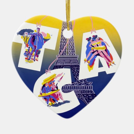 ヴィンテージエッフェルタワーパリエアトラベル広告ズ セラミックオーナメント (正面)
