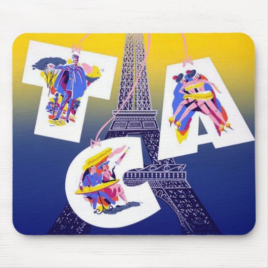 ヴィンテージエッフェルタワーパリエアトラベル広告ズ マウスパッド (正面)