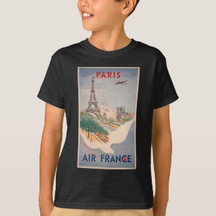 ヴィンテージエッフェルタワーパリエアトラベル広告ズ Tシャツ