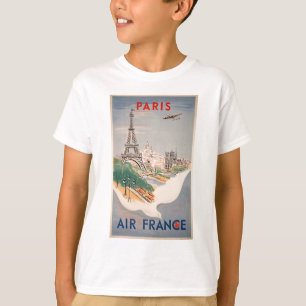 ヴィンテージエッフェルタワーパリエアトラベル広告ズ Tシャツ